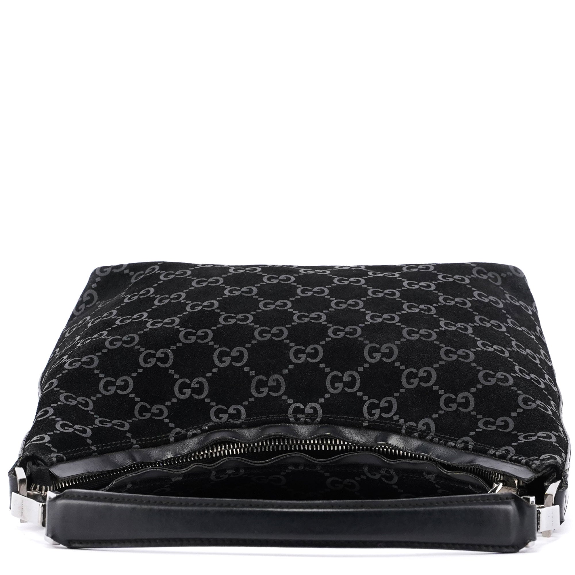 Black Suede GG Hobo Shoulder Bag