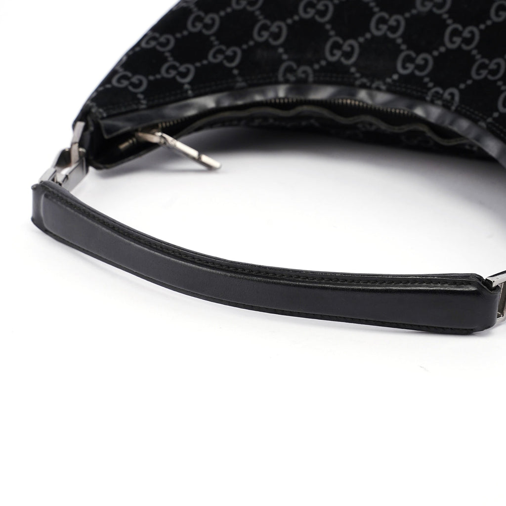 Black Suede GG Hobo Shoulder Bag