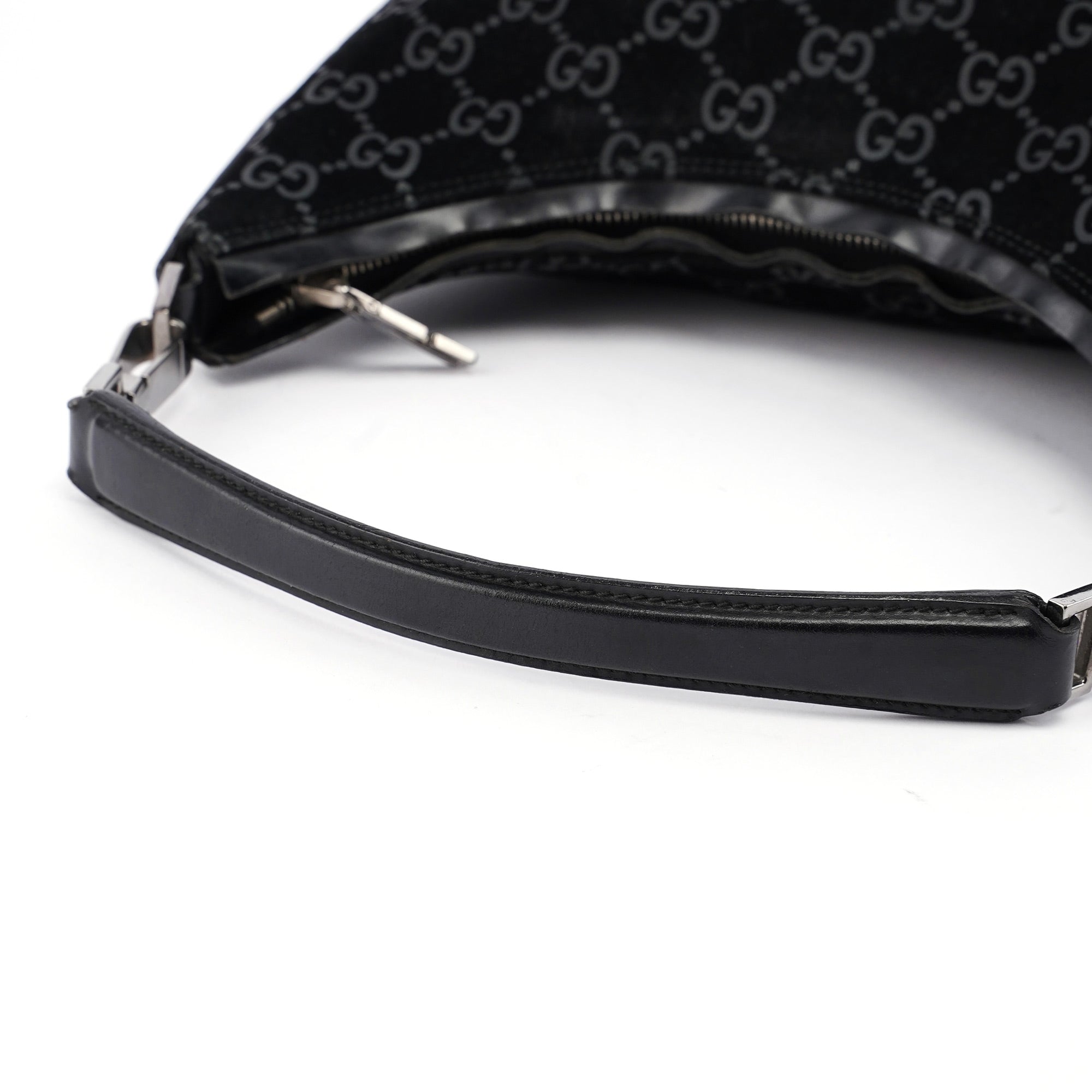 Black Suede GG Hobo Shoulder Bag