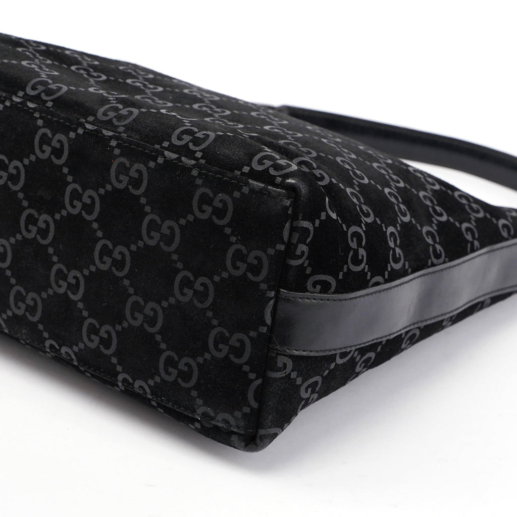 Black Suede GG Hobo Shoulder Bag