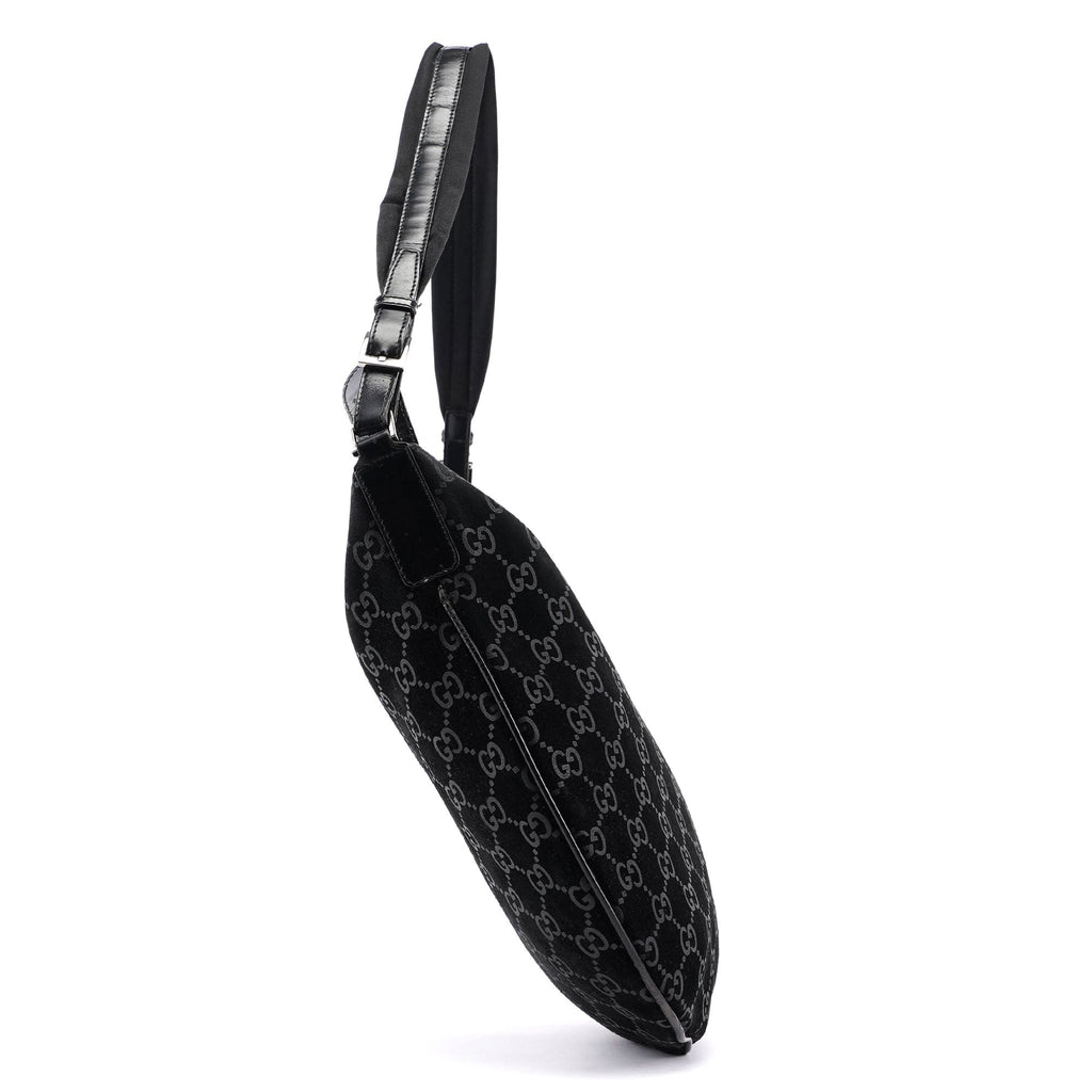 Black Suede GG Hobo Shoulder Bag