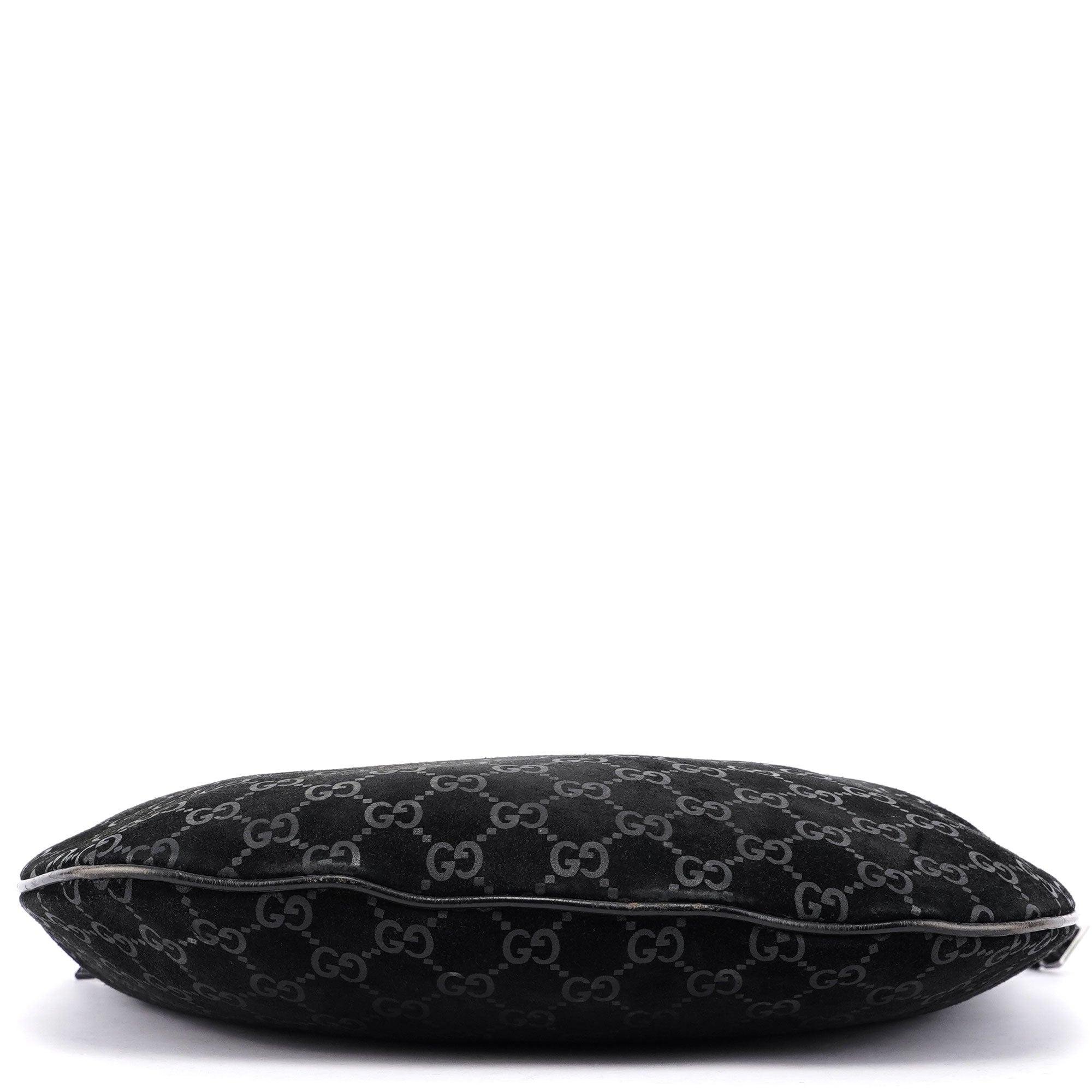 Black Suede GG Hobo Shoulder Bag