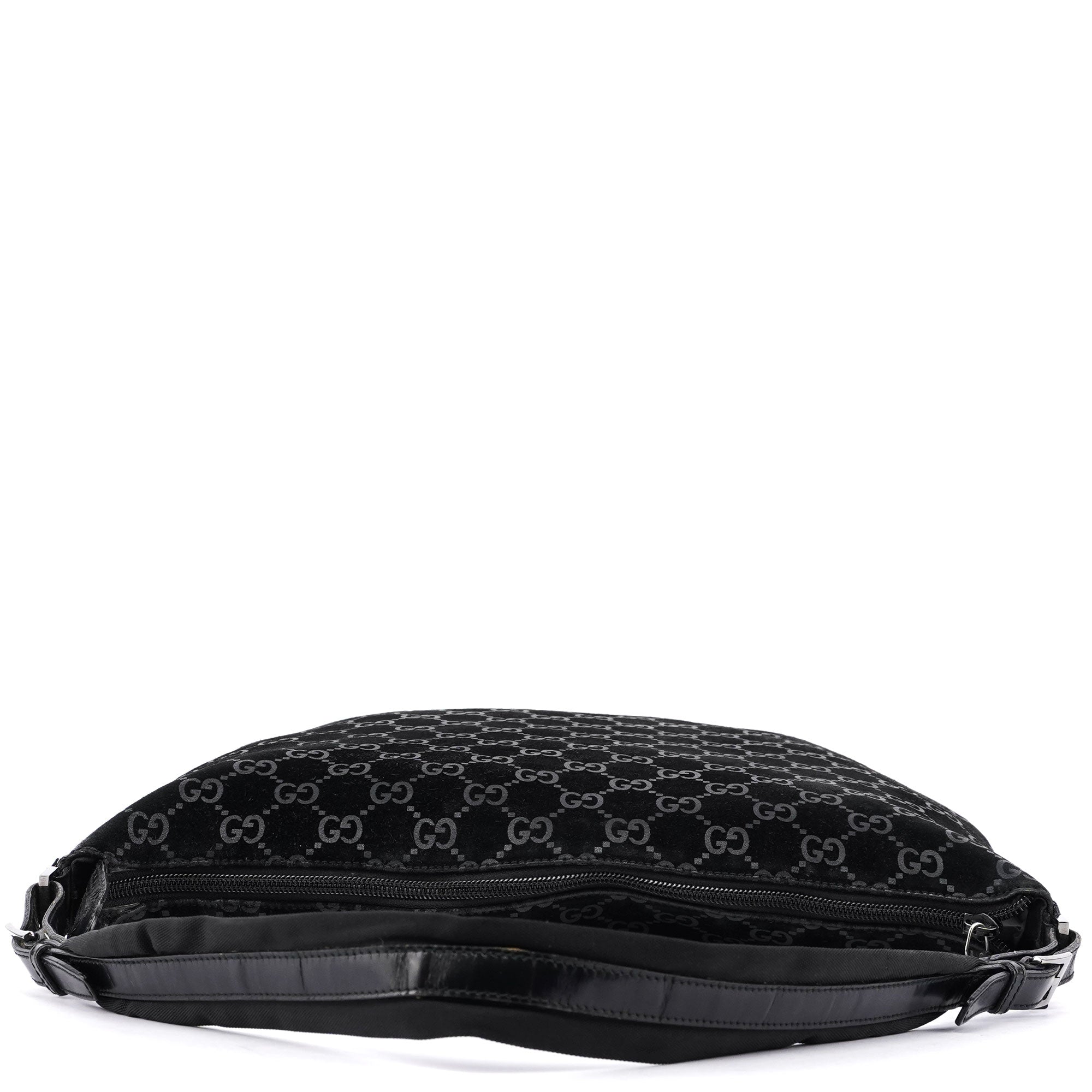 Black Suede GG Hobo Shoulder Bag