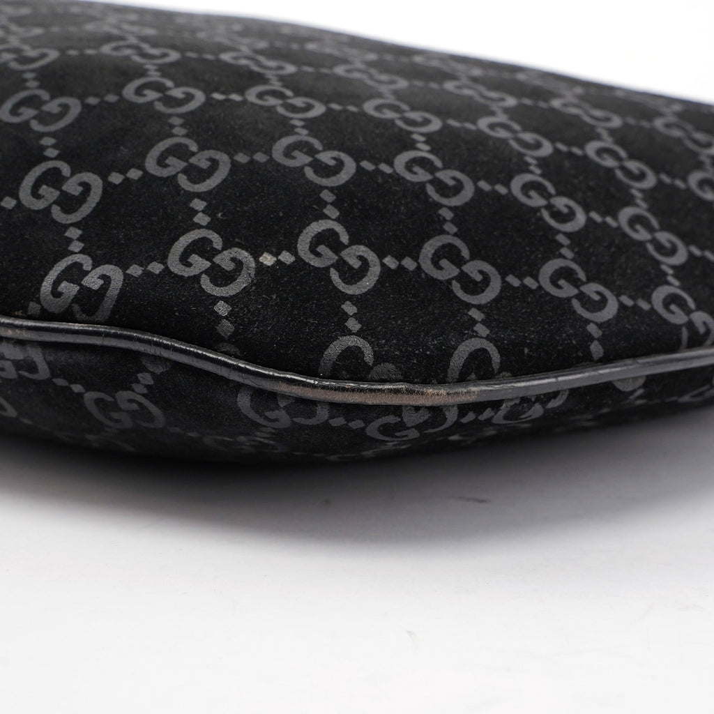 Black Suede GG Hobo Shoulder Bag