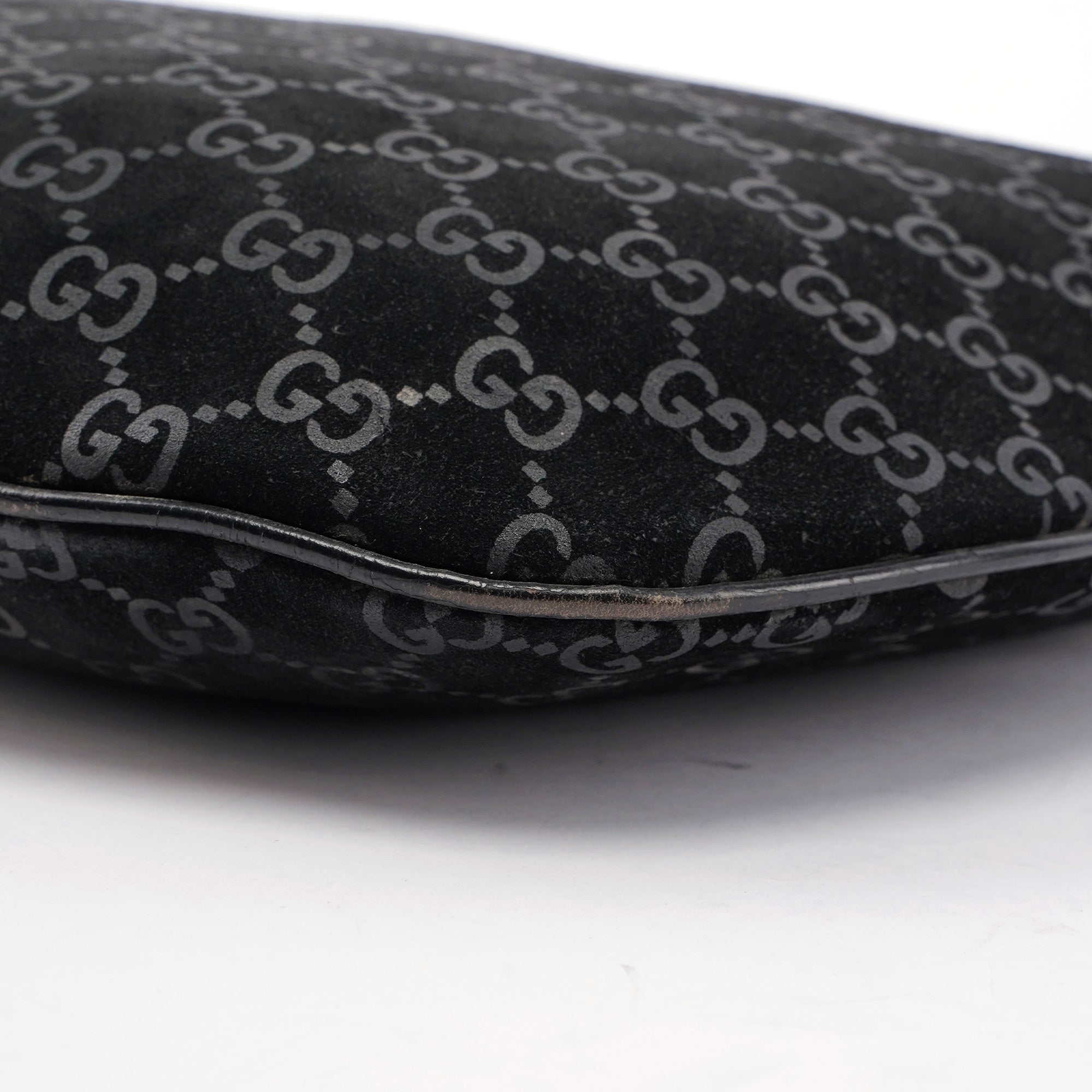 Black Suede GG Hobo Shoulder Bag