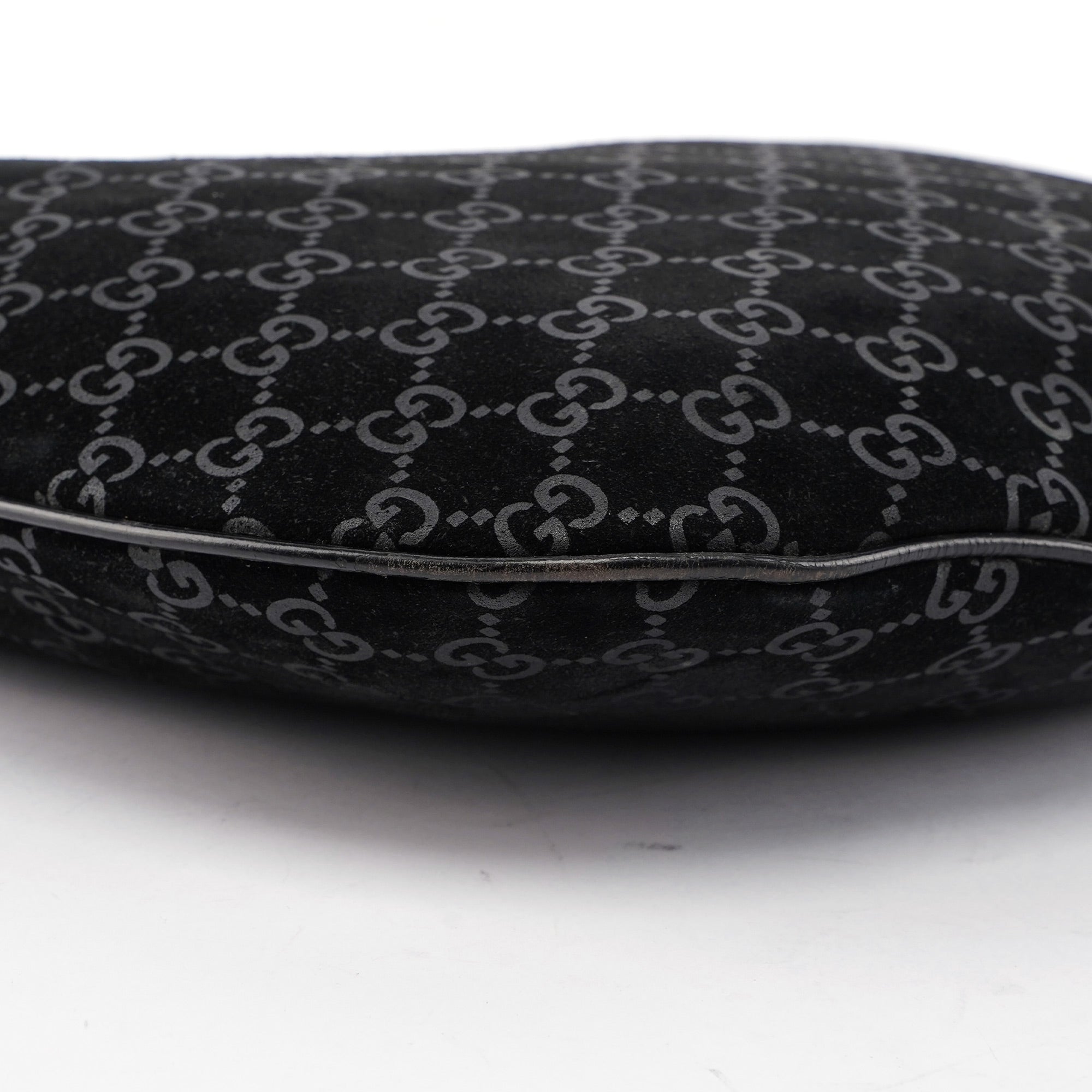 Black Suede GG Hobo Shoulder Bag