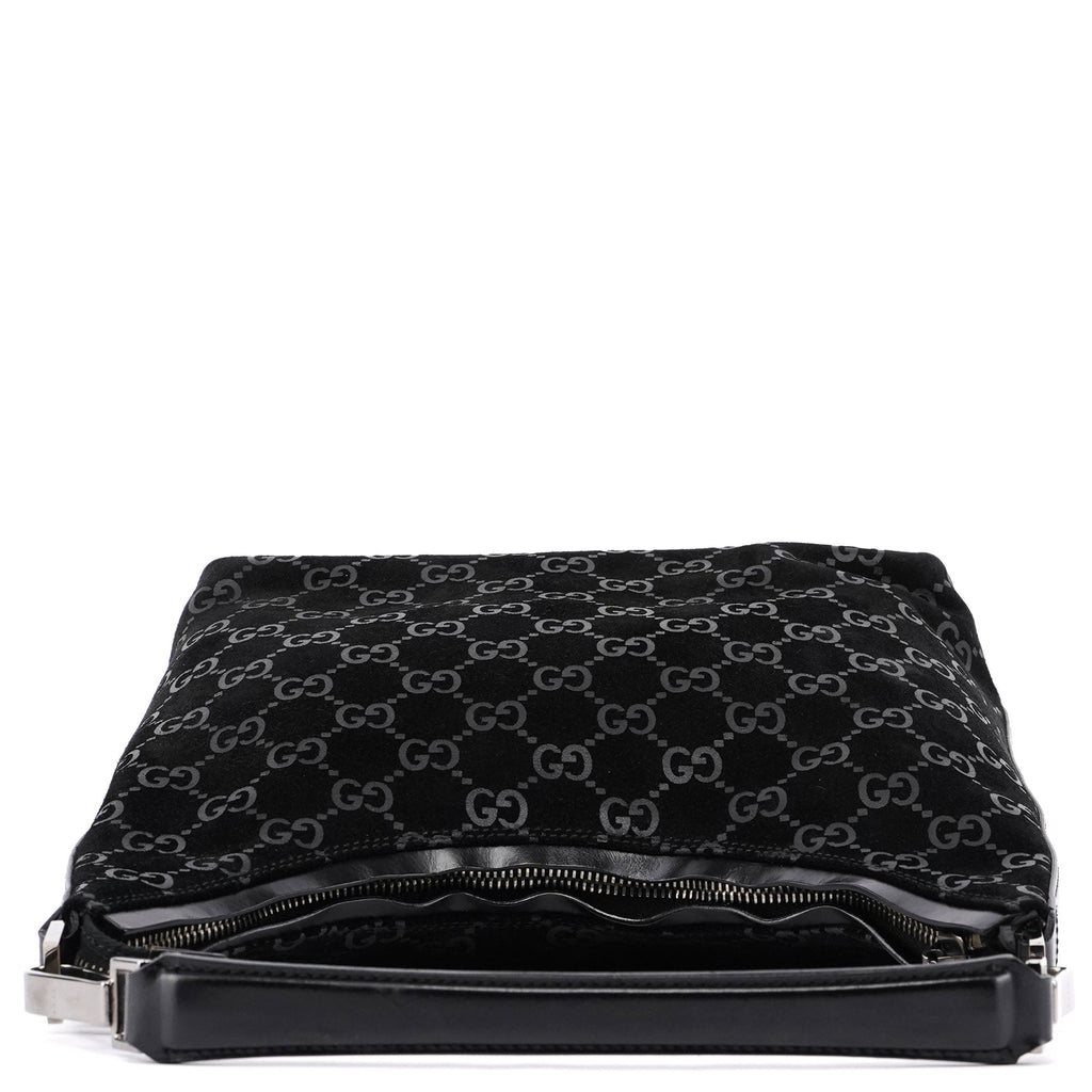 Black Suede GG Hobo Shoulder Bag