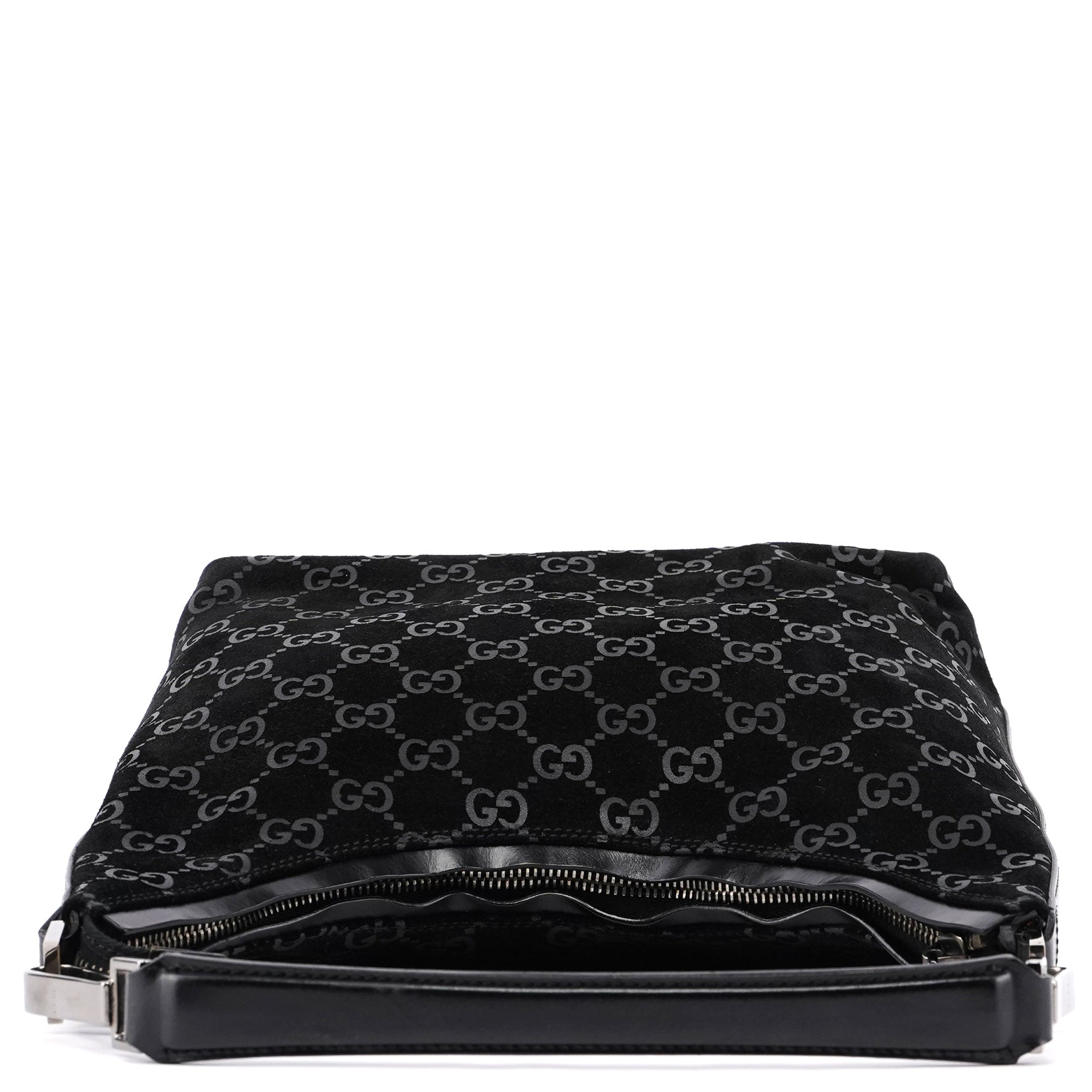 Black Suede GG Hobo Shoulder Bag
