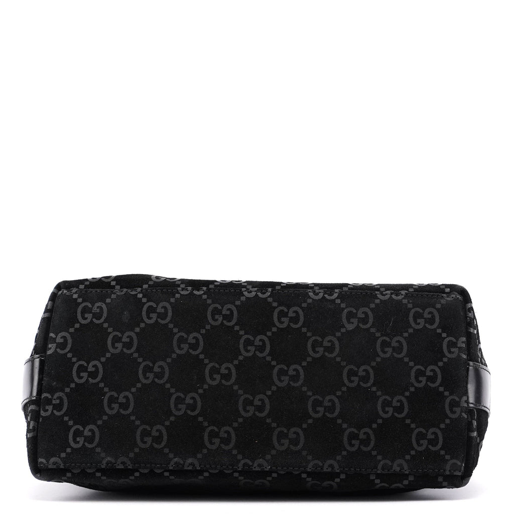 Black Suede GG Hobo Shoulder Bag