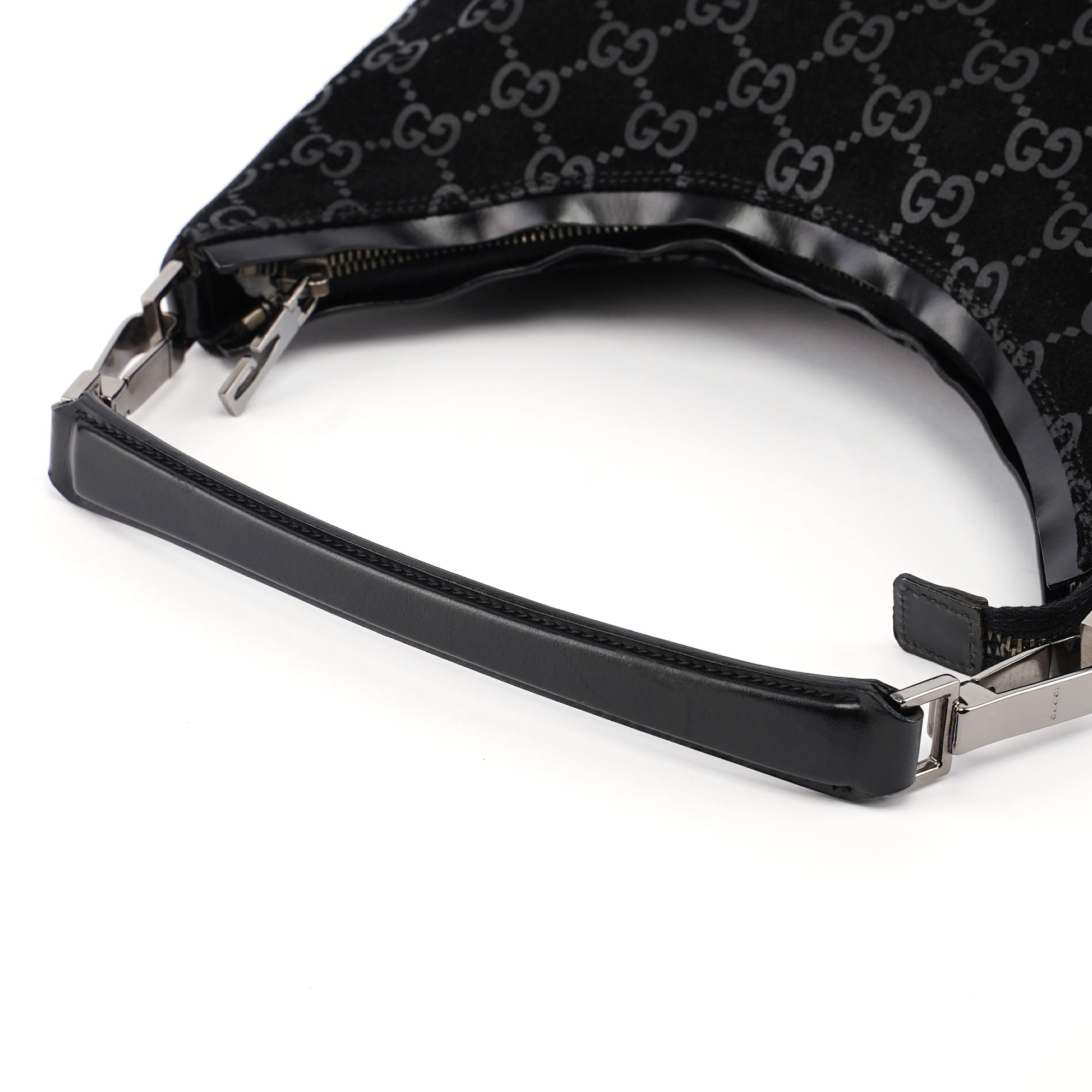 Black Suede GG Hobo Shoulder Bag