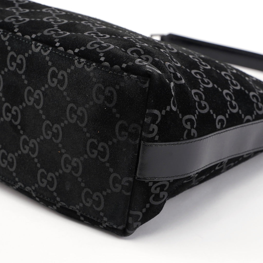 Black Suede GG Hobo Shoulder Bag