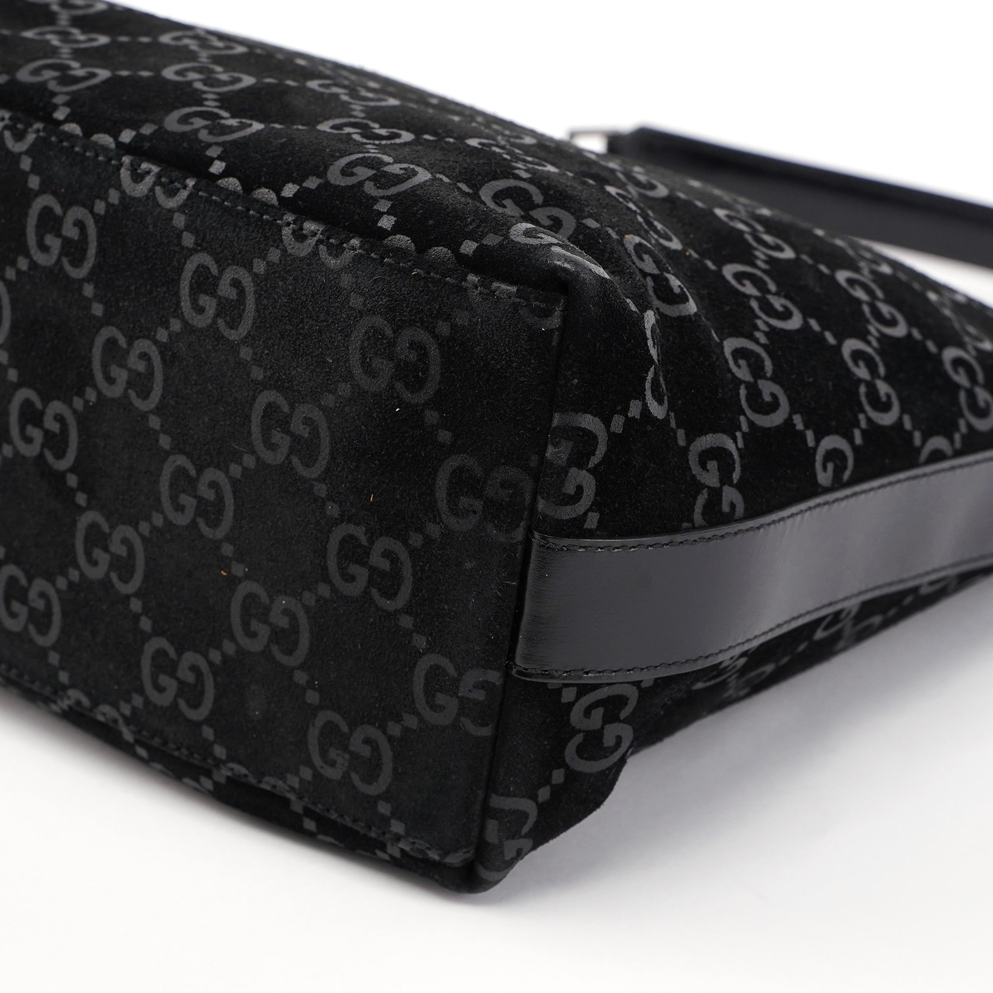 Black Suede GG Hobo Shoulder Bag