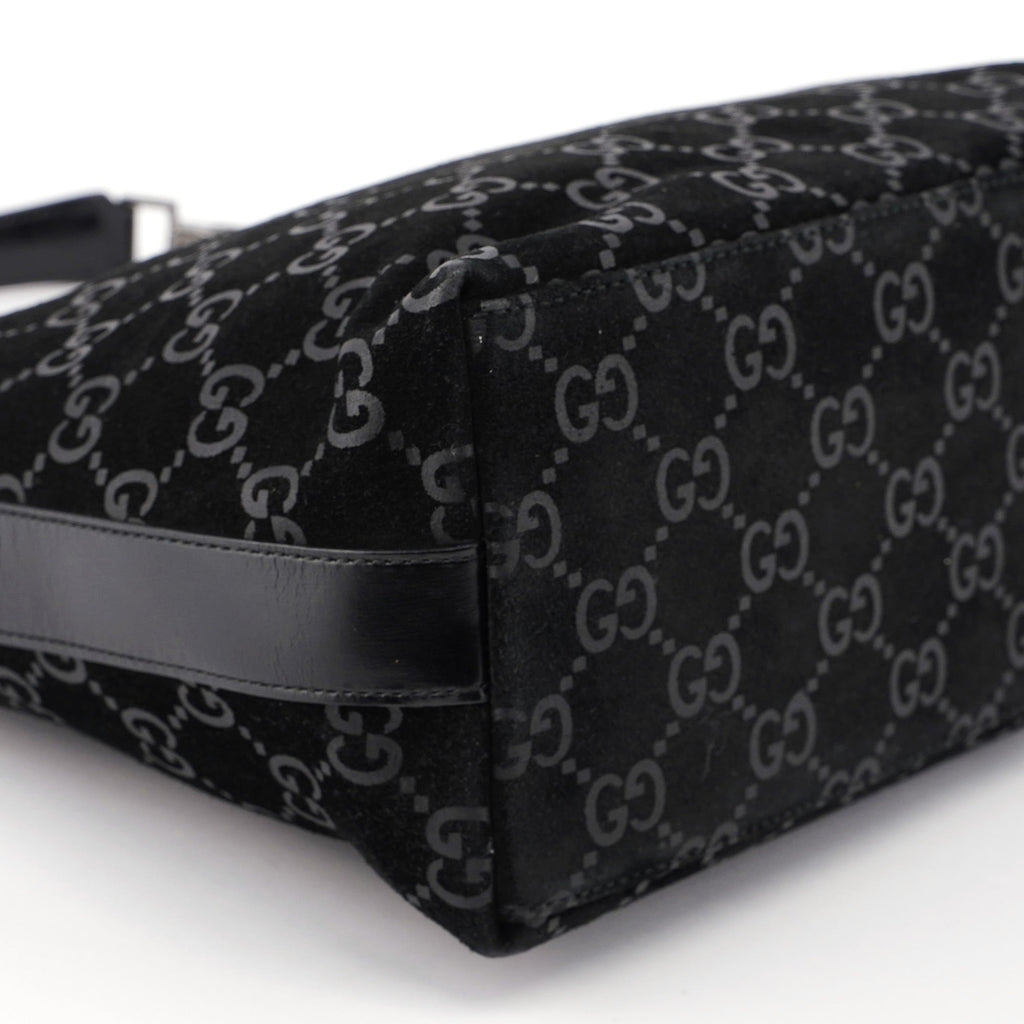 Black Suede GG Hobo Shoulder Bag