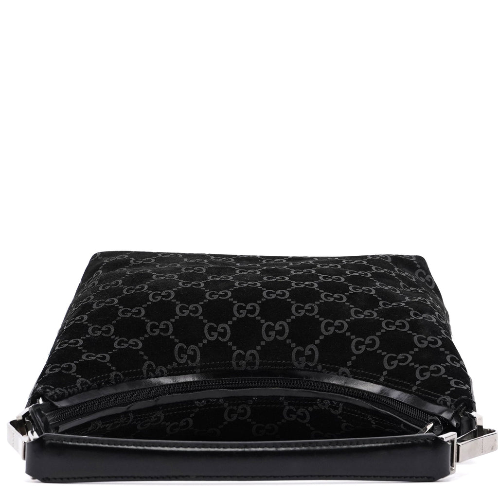 Black Suede GG Hobo Shoulder Bag