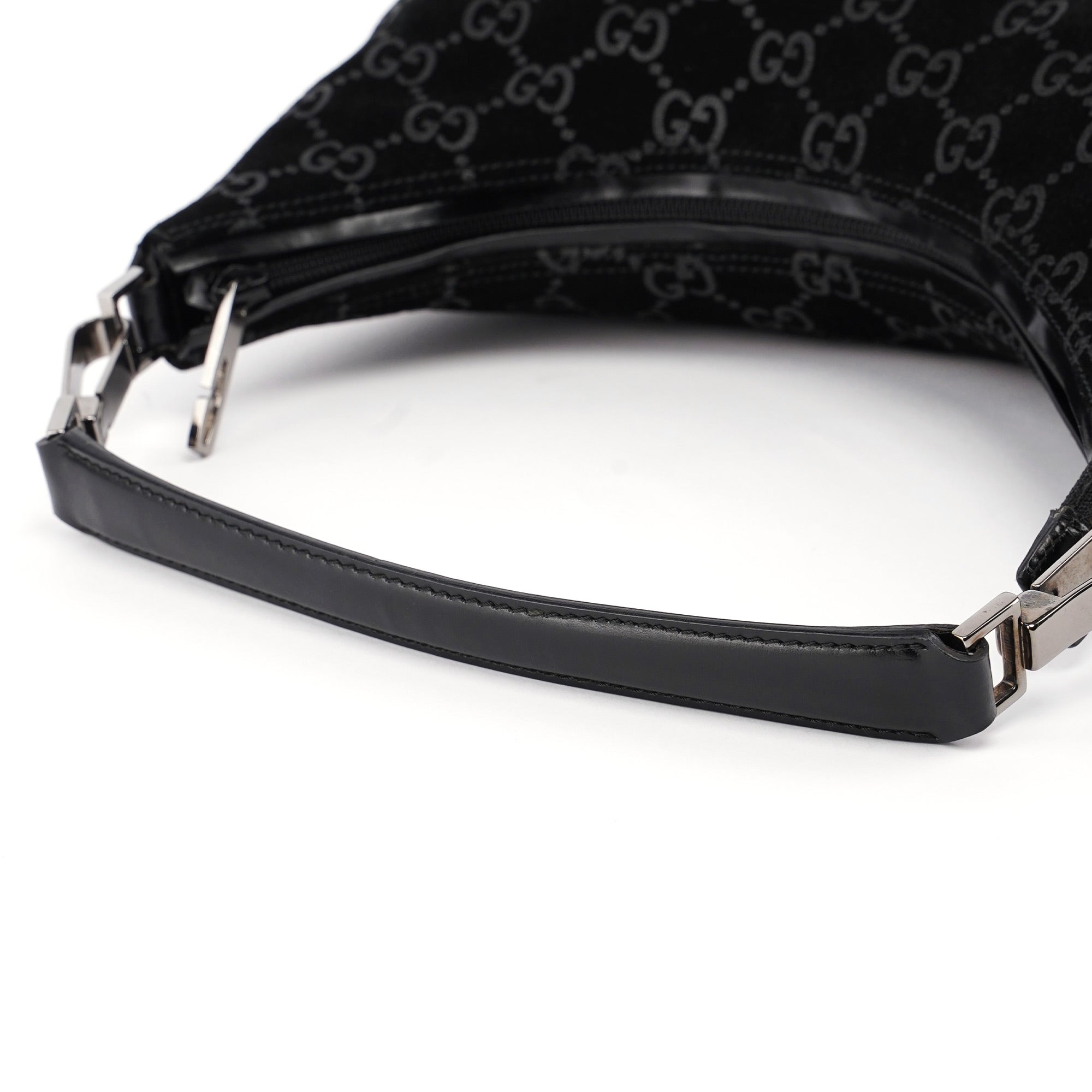 Black Suede GG Hobo Shoulder Bag