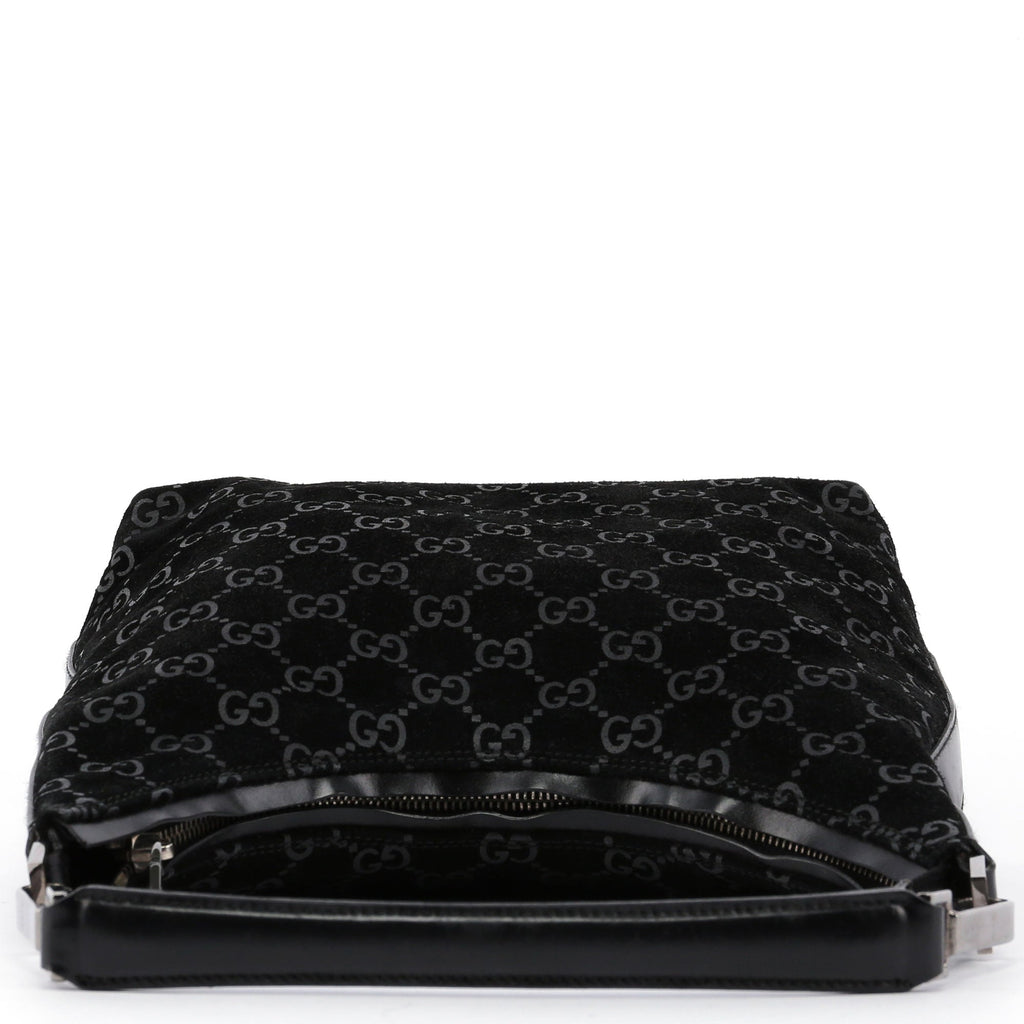 Black Suede GG Shoulder Bag