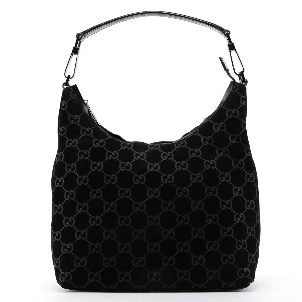 Black Suede GG Shoulder Bag