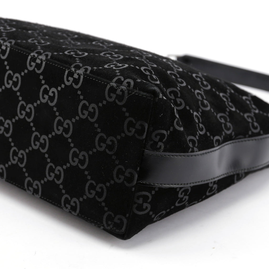 Black Suede GG Shoulder Bag
