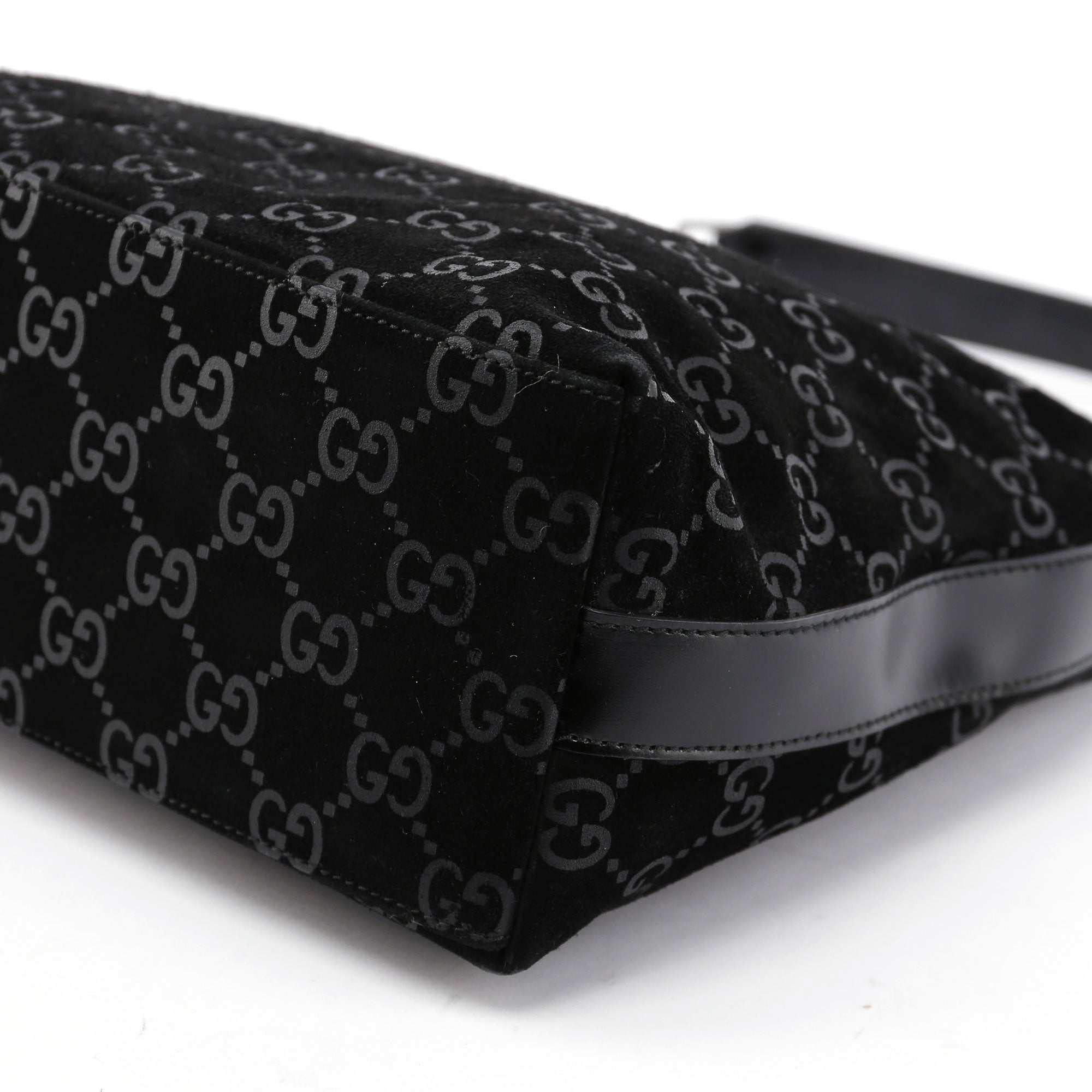 Black Suede GG Shoulder Bag