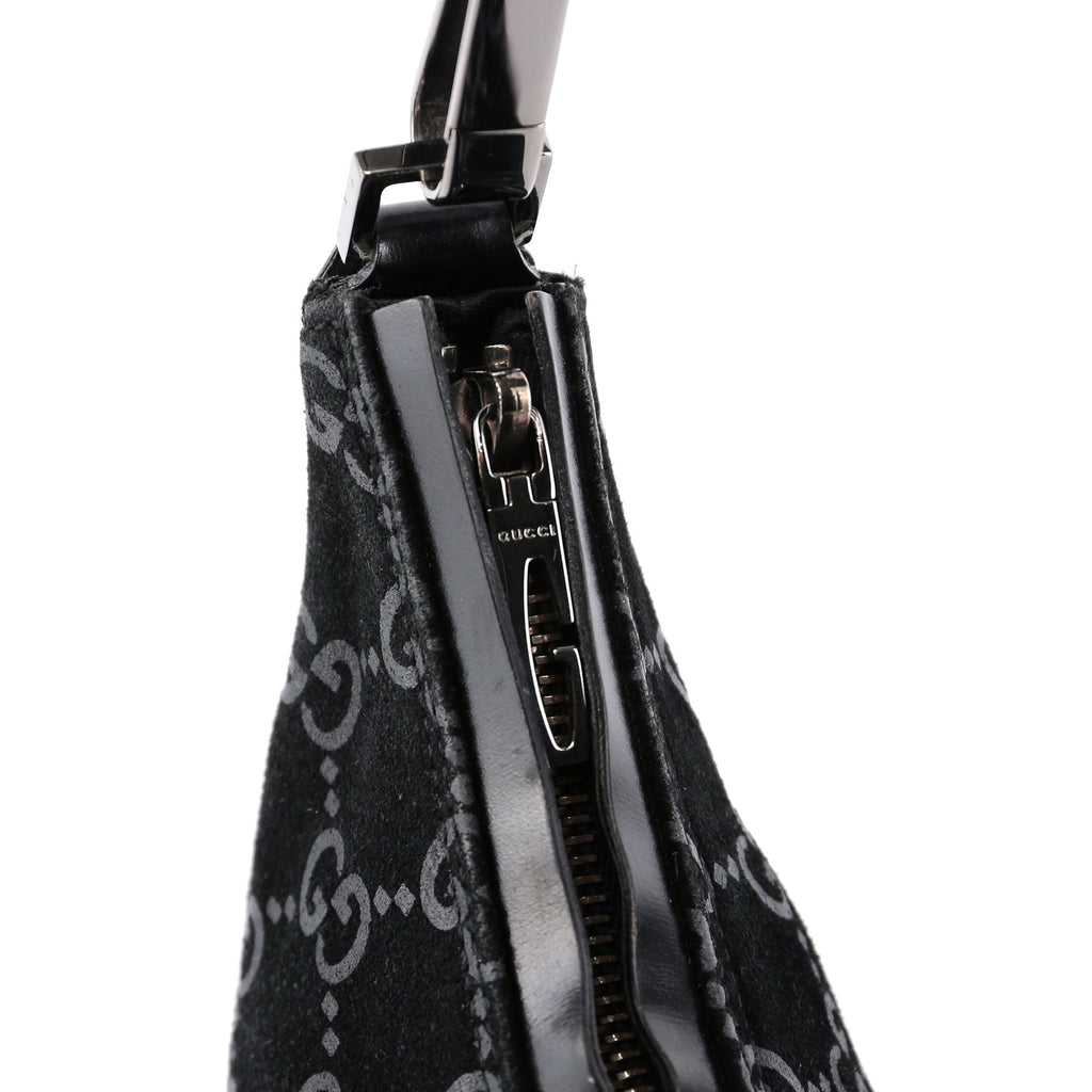 Black Suede GG Shoulder Bag