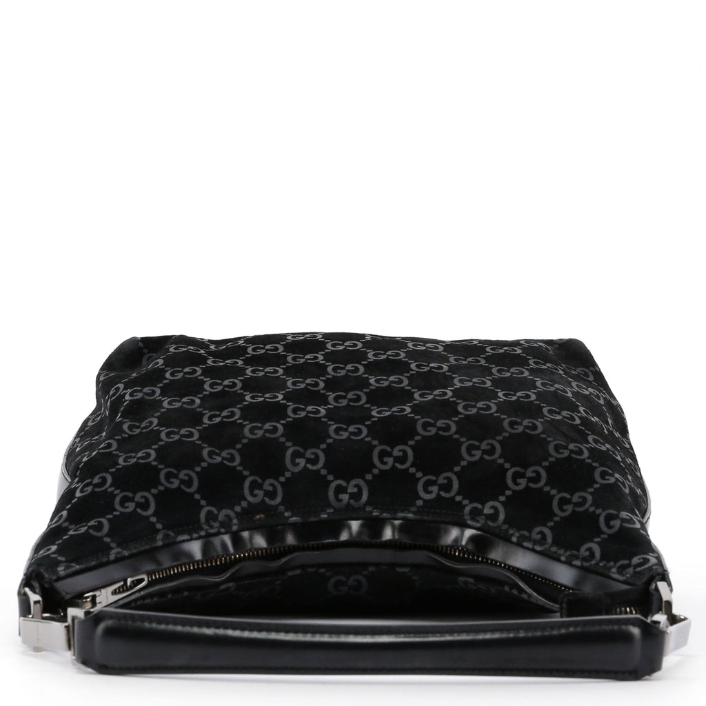 Black Suede GG Shoulder Bag