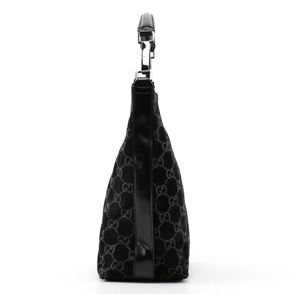 Black Suede GG Shoulder Bag