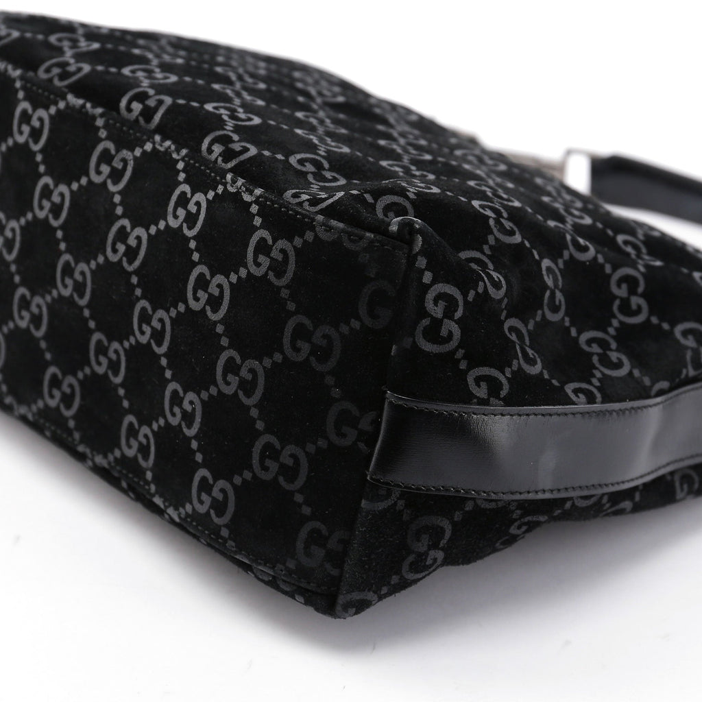 Black Suede GG Shoulder Bag