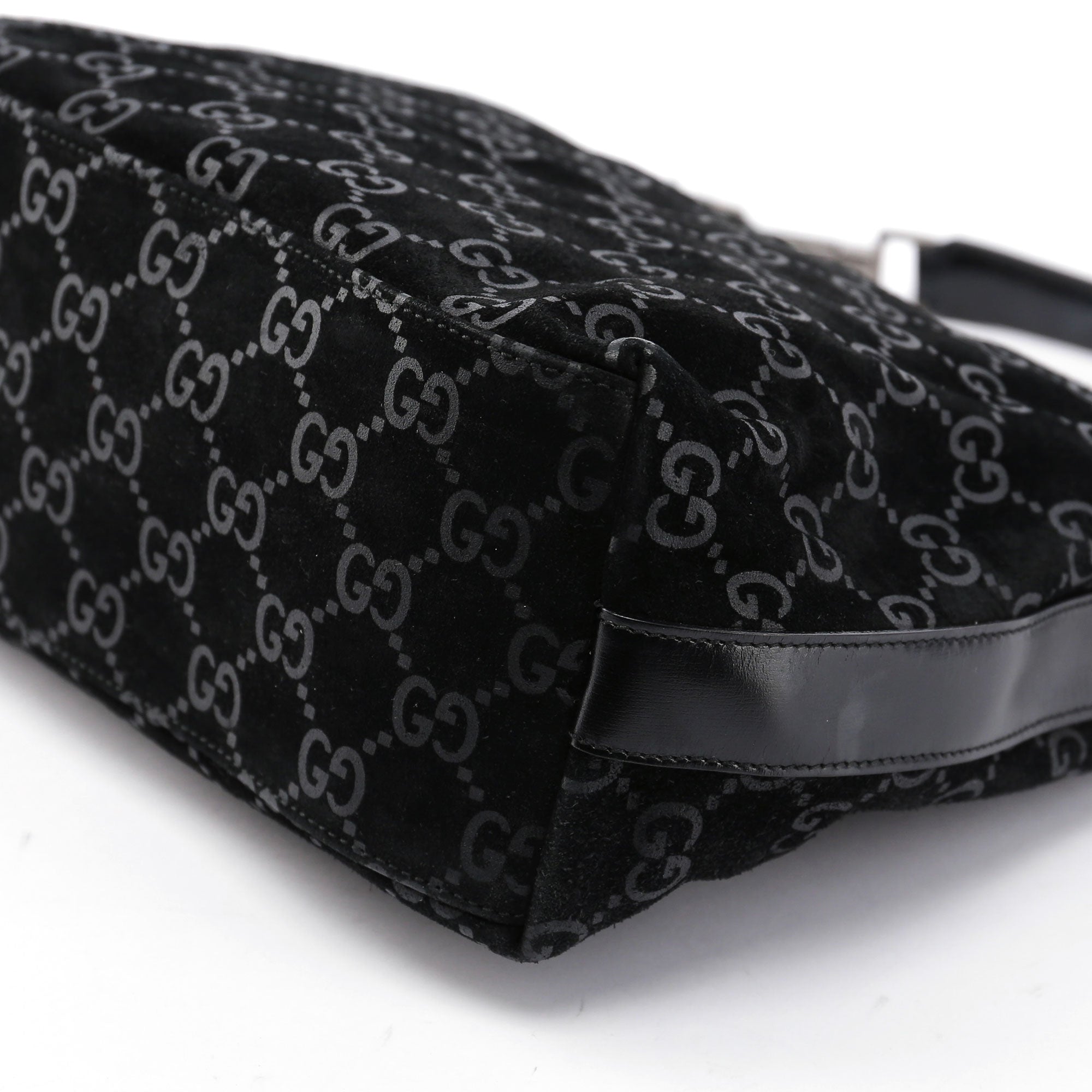 Black Suede GG Shoulder Bag