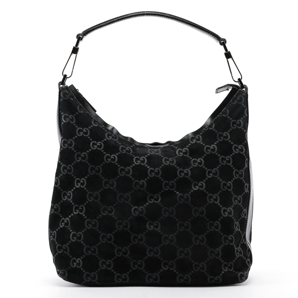 Black Suede GG Shoulder Bag
