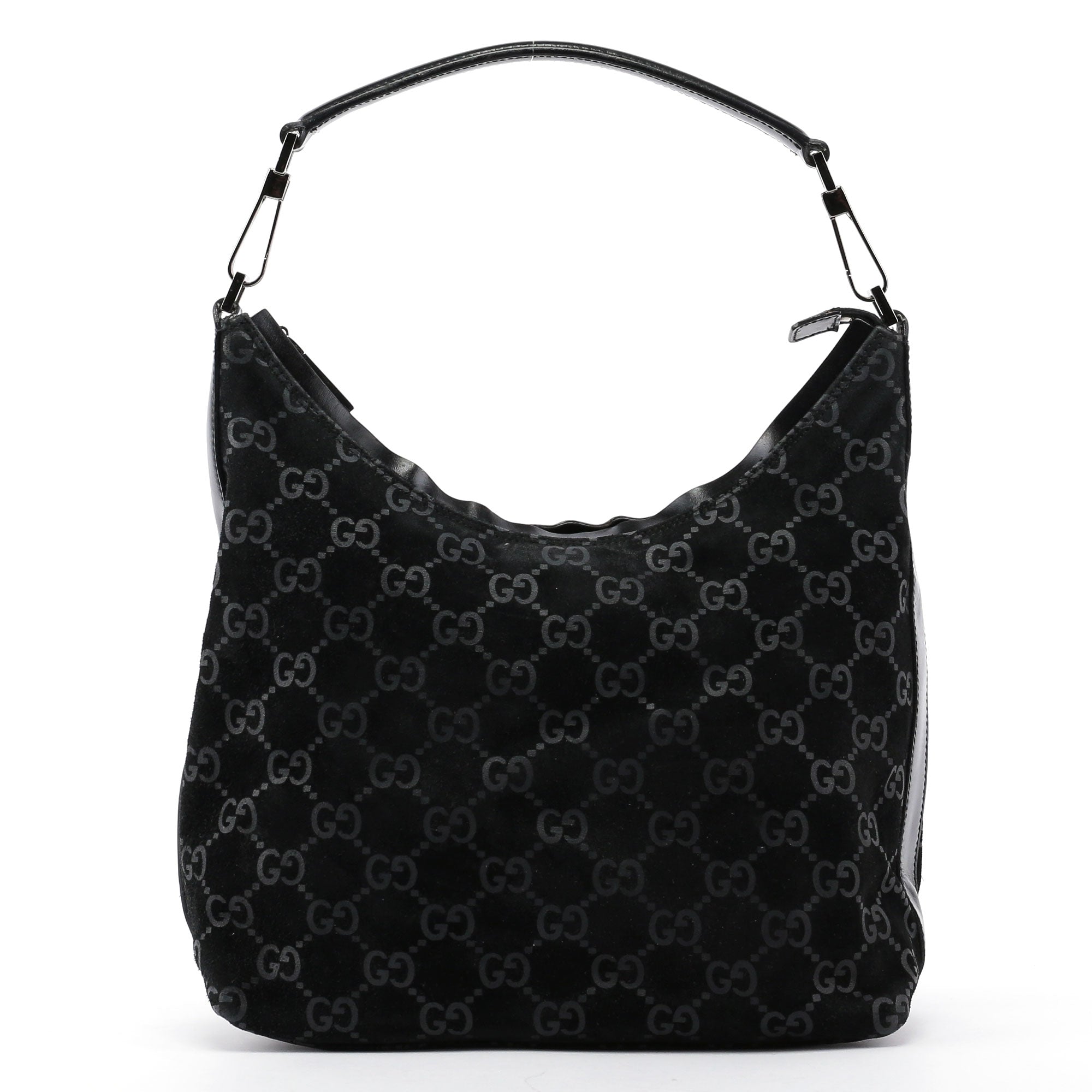 Black Suede GG Shoulder Bag