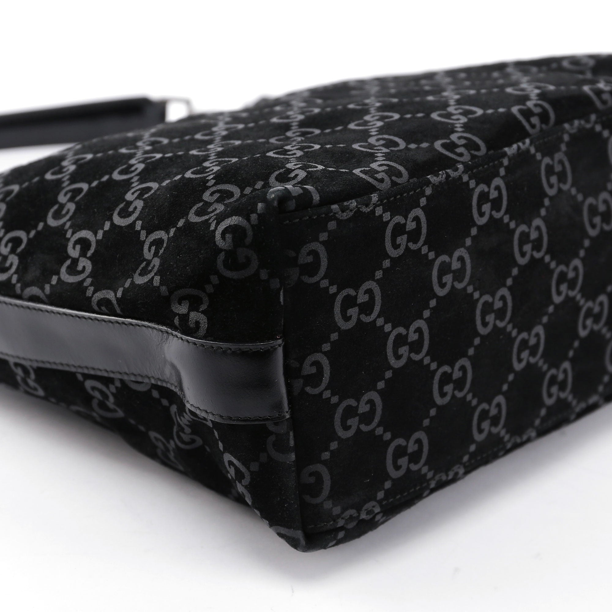 Black Suede GG Shoulder Bag