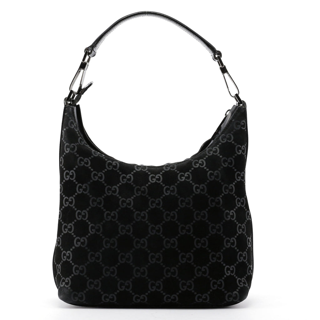 Black Suede GG Shoulder Bag