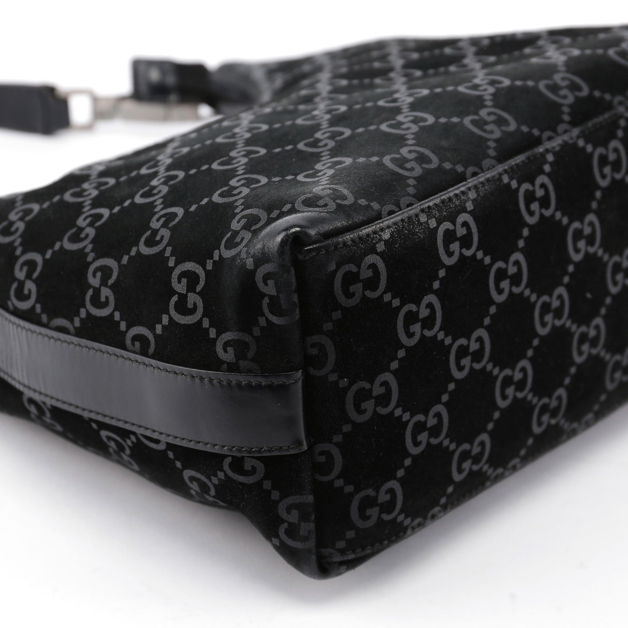 Black Suede GG Shoulder Bag