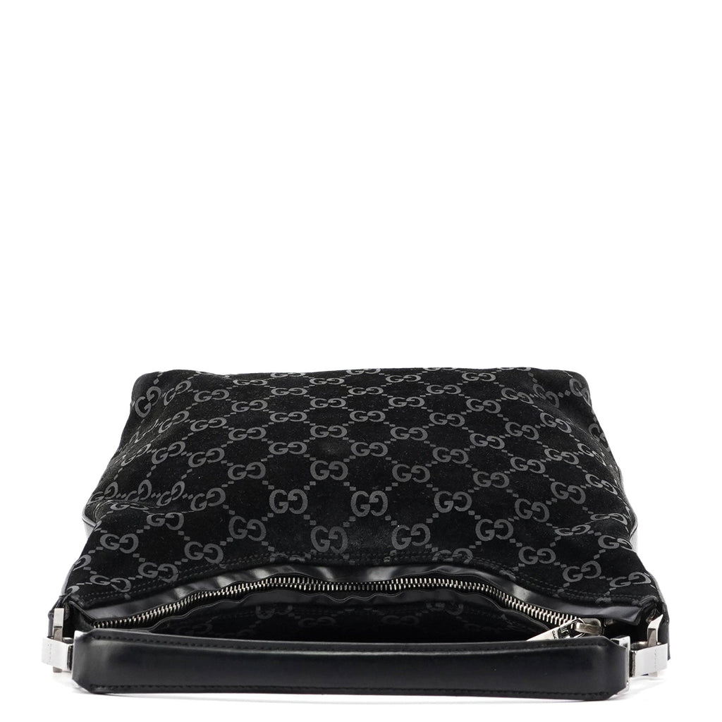 Black Suede GG Shoulder Bag