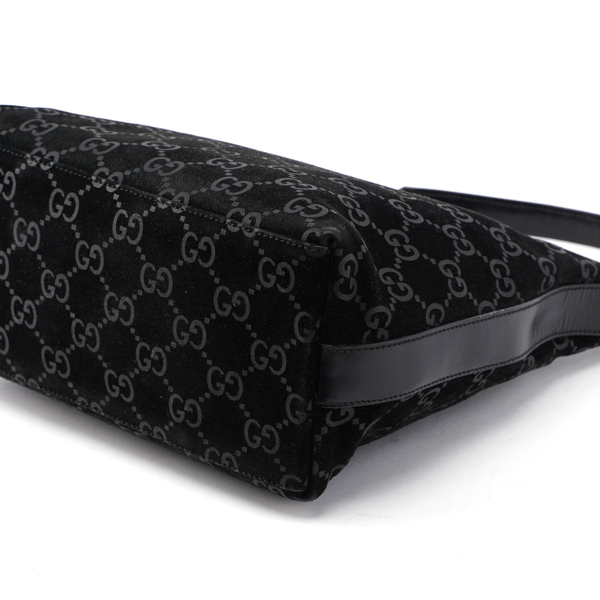 Black Suede GG Shoulder Bag