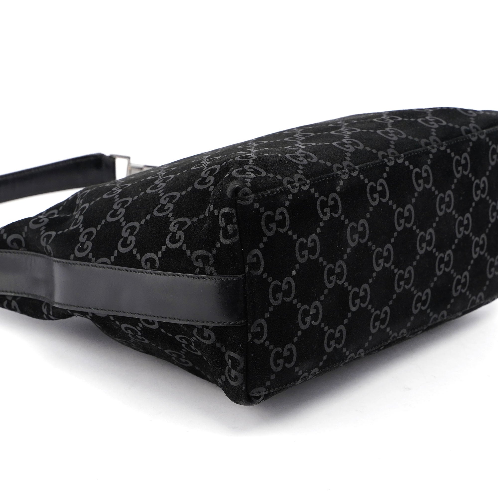 Black Suede GG Shoulder Bag