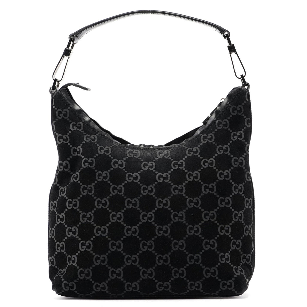Black Suede GG Shoulder Bag