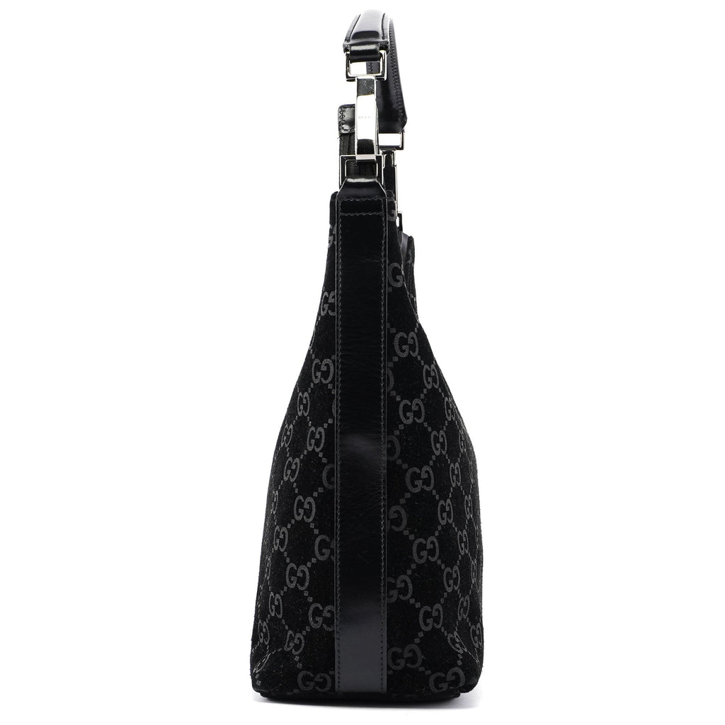 Black Suede GG Shoulder Bag