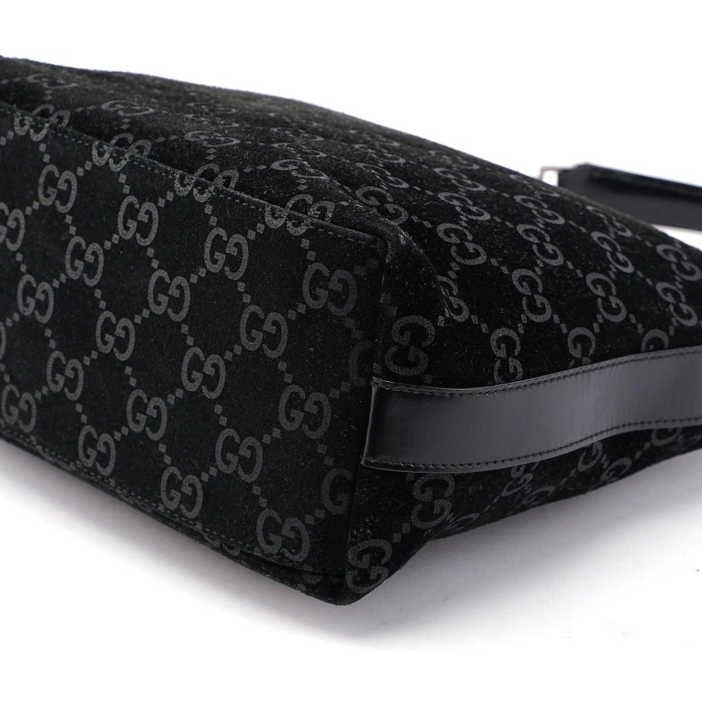 Black Suede GG Shoulder Bag
