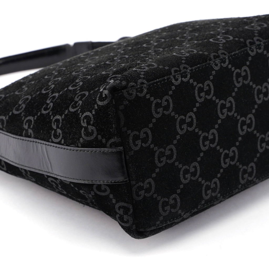 Black Suede GG Shoulder Bag