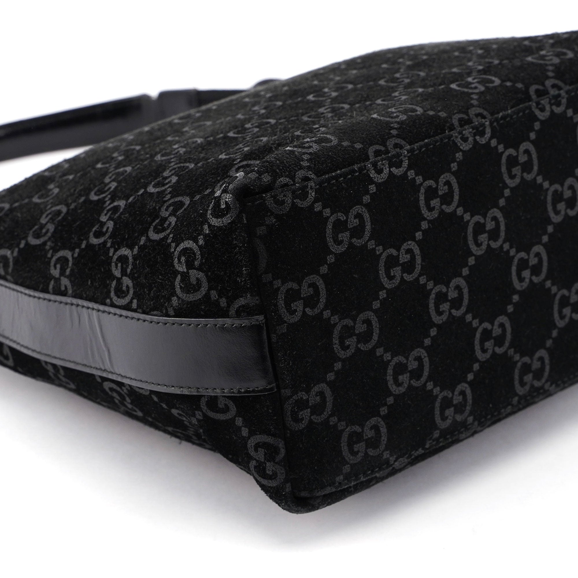 Black Suede GG Shoulder Bag