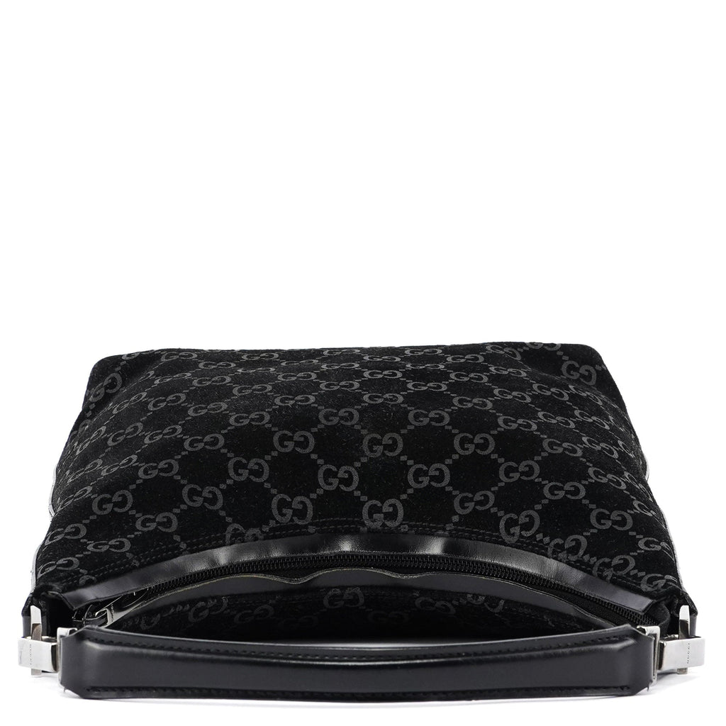 Black Suede GG Shoulder Bag