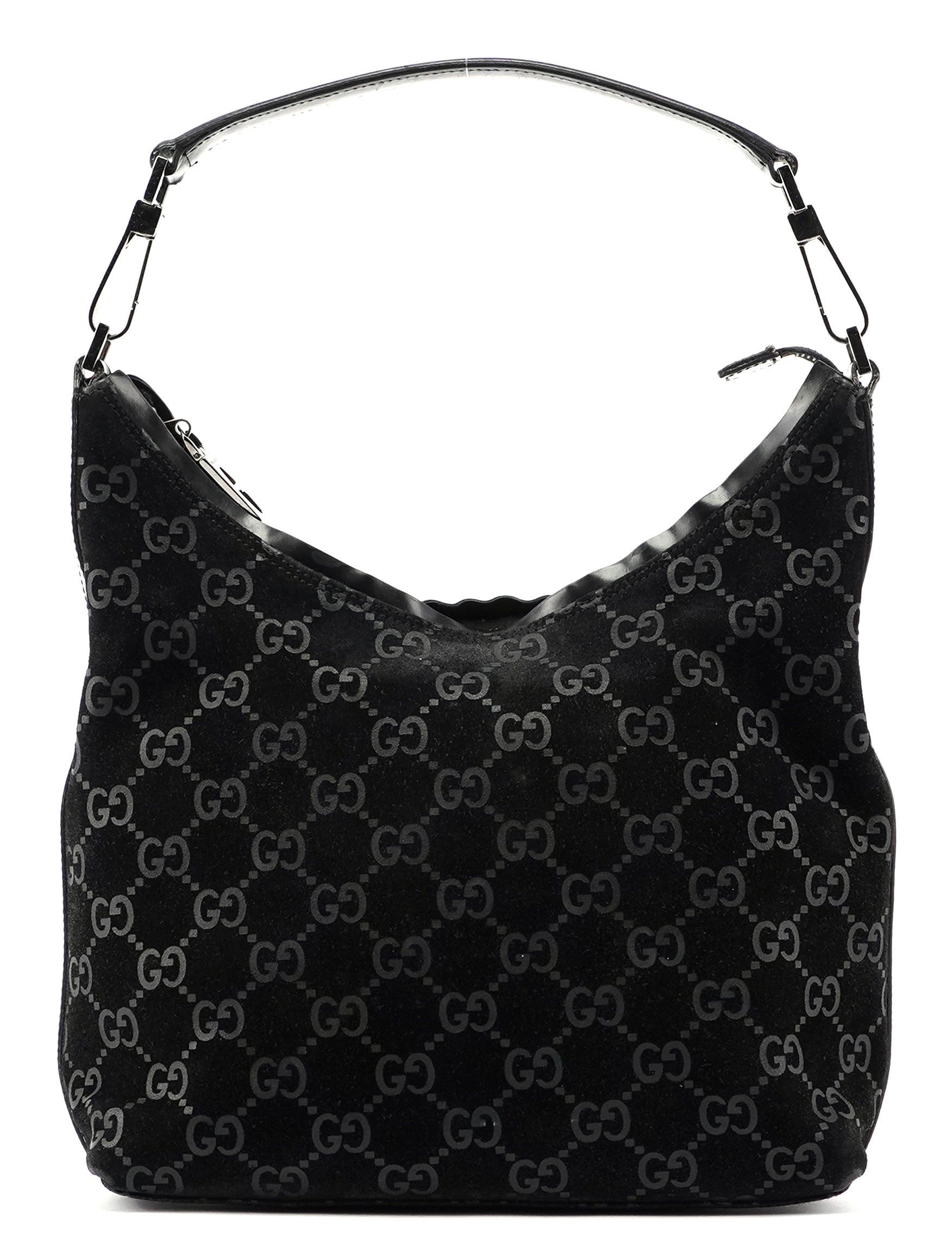 Black Suede GG Shoulder Bag