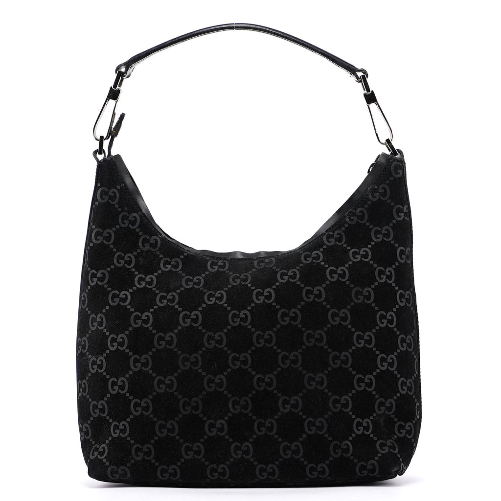 Black Suede GG Shoulder Bag