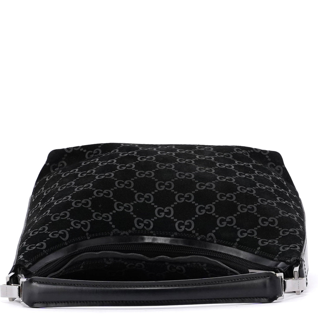 Black Suede GG Shoulder Bag