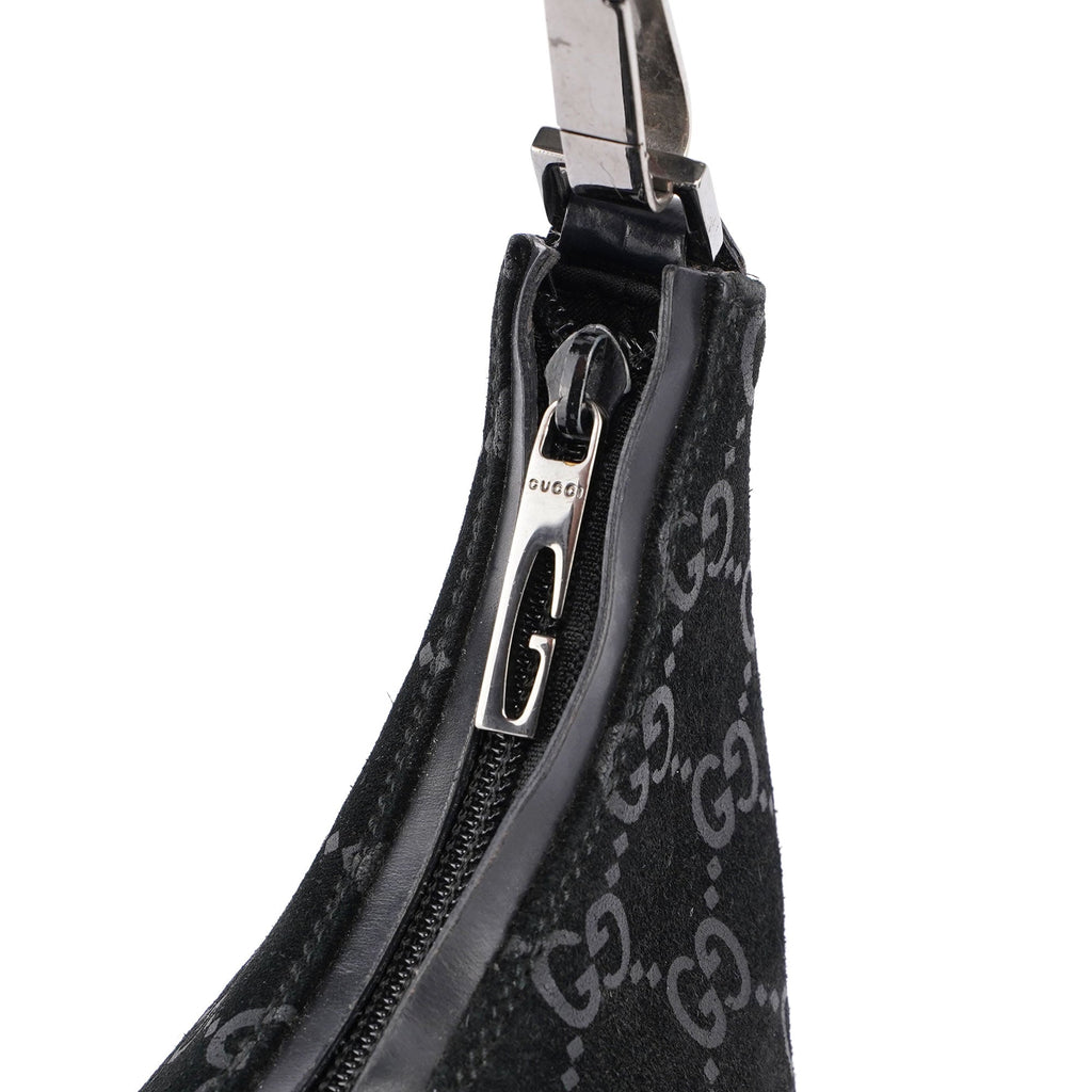 Black Suede GG Shoulder Bag
