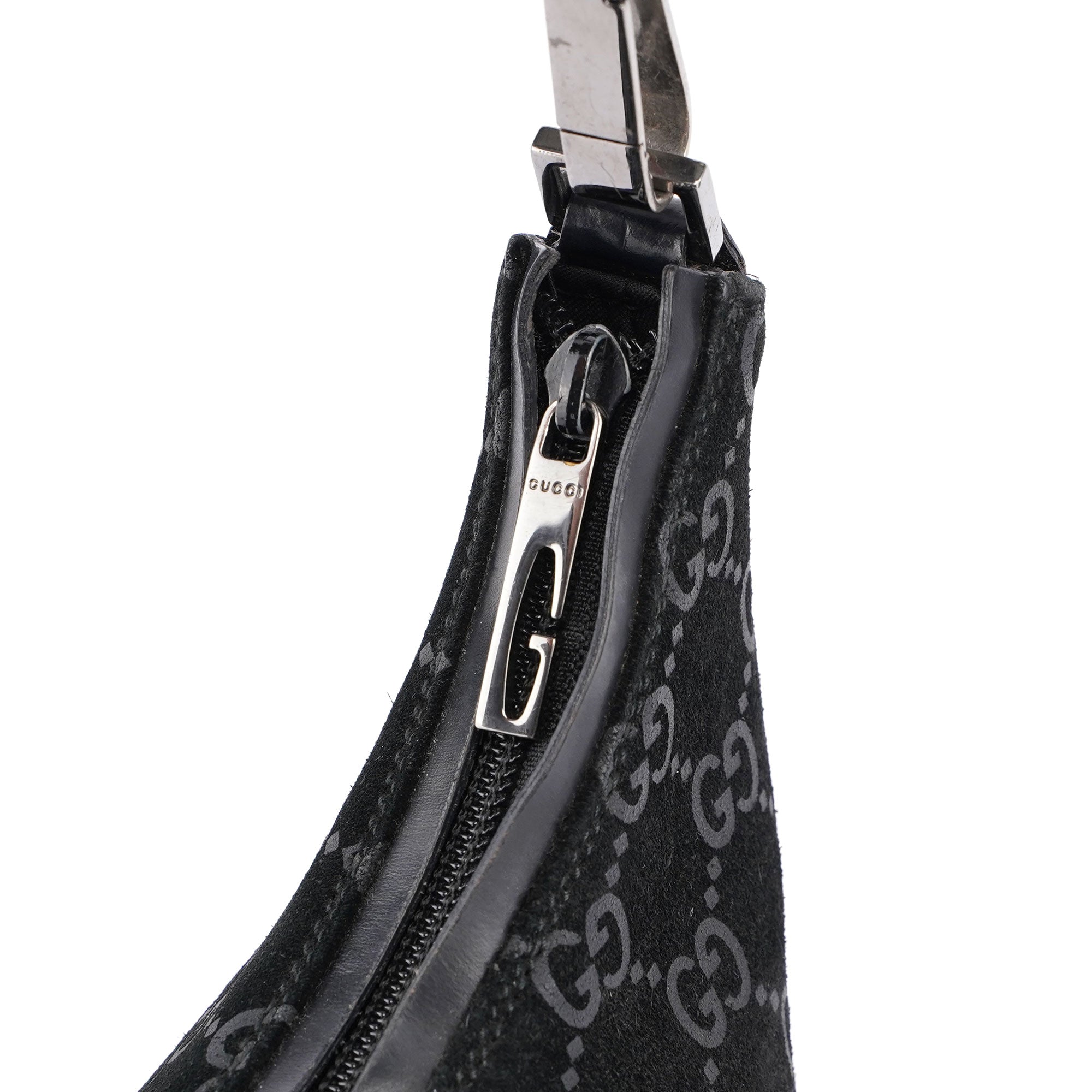 Black Suede GG Shoulder Bag