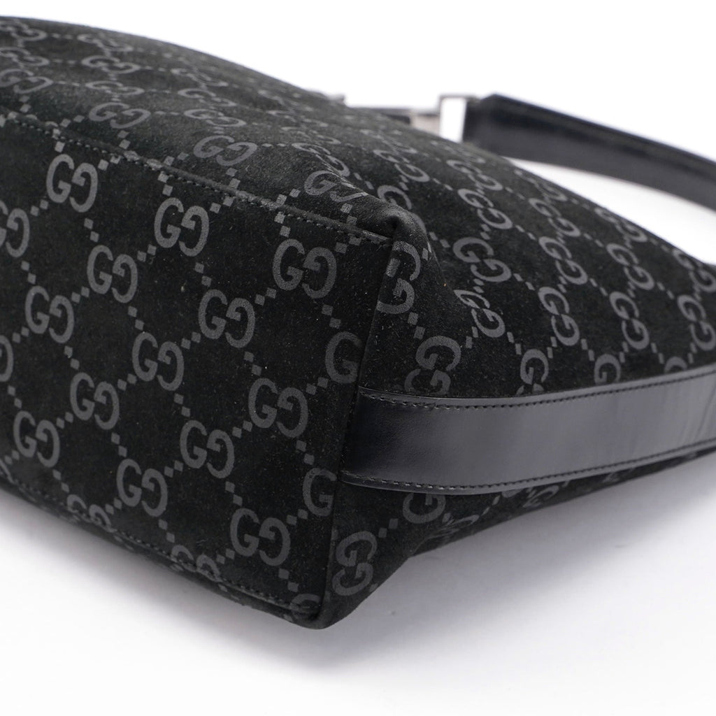 Black Suede GG Shoulder Bag