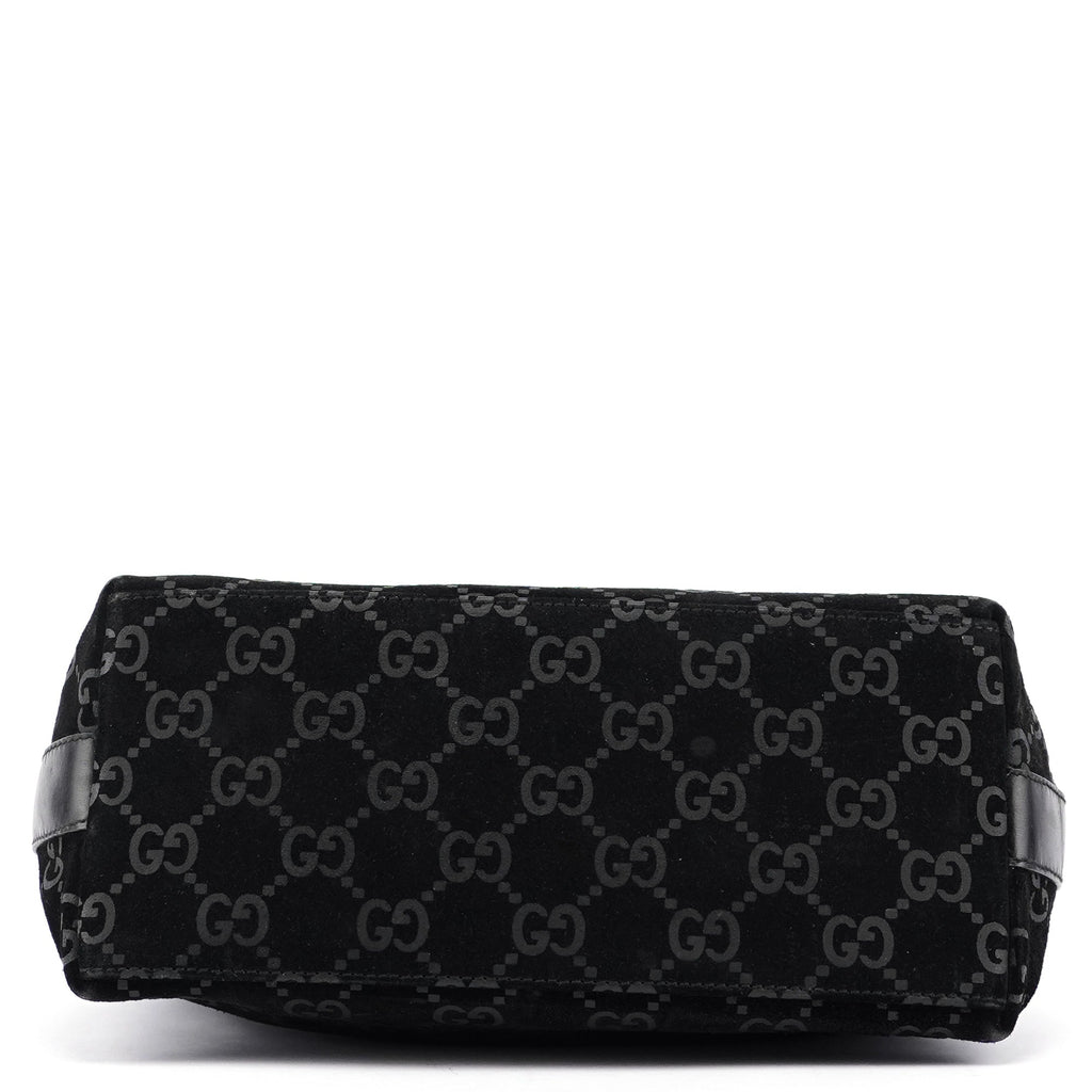 Black Suede GG Shoulder Bag