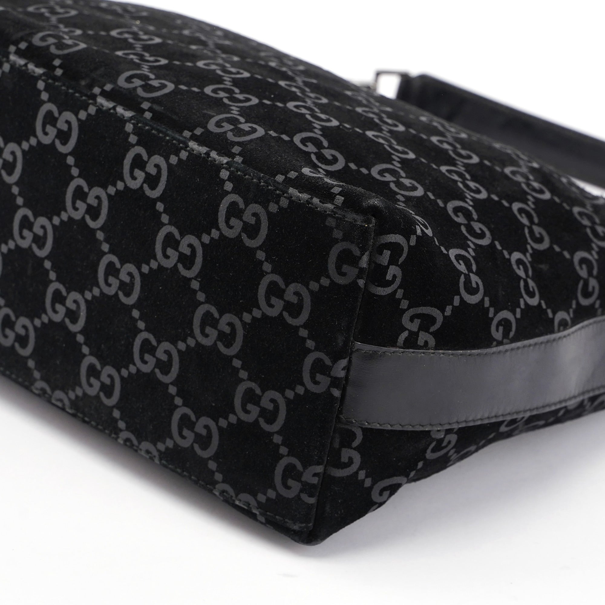 Black Suede GG Shoulder Bag